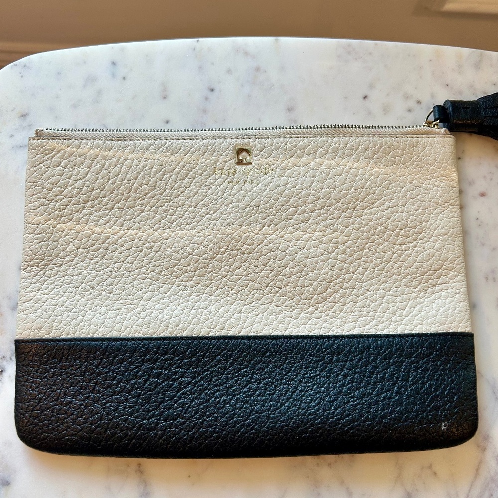 Kate Spade Black and white leather Clutch